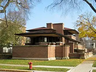 The Robie House is a Frank Lloyd Wright design.