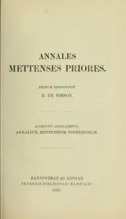 Frontispiece of the Annales Mettenses priores