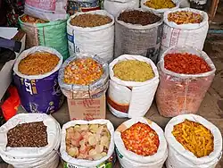 Display of assorted fryums for sale