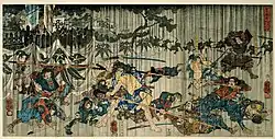 Moor at the Foot of Mt Fuji- Soga Brothers Achieving their Avowed Wish by Utagawa Kuniyoshi
