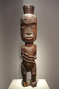 Image 36Tekoteko from the gable of a wharenui, Te Arawa (20th century) (from Culture of New Zealand)