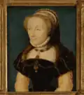 Gabrielle de Rochechouart, dame de Lansac by Corneille de Lyon, in the Frick Art Museum, Pennsylvania[16]