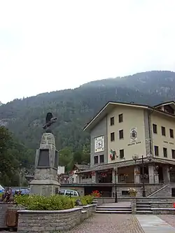 The town hall and the school.