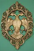 Gandabherunda as emblem on Lalita Mahal Palace Hotel, Mysore.