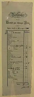 1840 bill with the symbol of the pfennig — the letter d written in Gothic cursive
