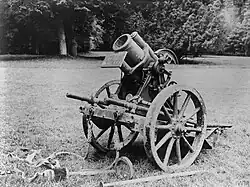 An early short barreled version on its carriage