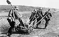 German infantrymen towing the minenwerfer in 1918