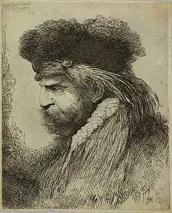 Head of a Man with an Oriental Turban, etching, c. 1640, one of a popular series of character heads
