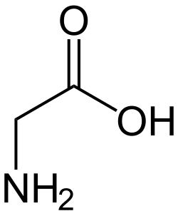 2D representation of the chemical structure of glycine .