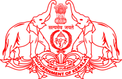 Emblem of Government of Kerala in red.
