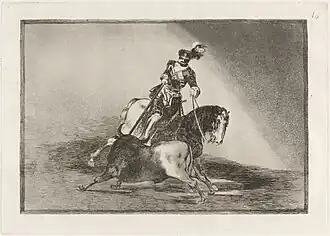 Νο. 10: Carlos V. lanceando un toro en la plaza de Valladolid ("Carlos V spearing a bull in the plaza of Valladolid")