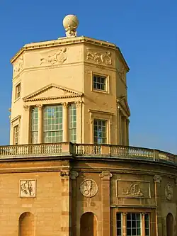 Radcliffe Observatory, Tower of the Winds, Oxford. The signs of the zodiac are Coade stone. (See §&nbsp;Examples: Radcliffe Observatory.)