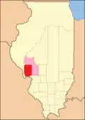 Greene County from its creation in 1821 to 1823, including unorganized territory temporarily attached to it.[6]