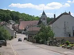 The church and surroundings in Grenant