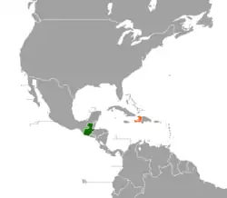 Map indicating locations of Guatemala and Haiti