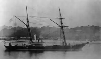 The gunboat Chiyoda, Japan's first domestically built steam warship, completed in May 1866[20]