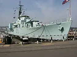 HMS Cavalier, Britain's only remaining World War II destroyer, preserved as a museum ship at Chatham Historic Dockyard.