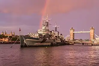 HMS&nbsp;Belfast: WW2 light cruiser, preserved in London.