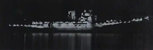 HMS Largs by night with incomplete diffused lighting camouflage, 1942, set to maximum brightness