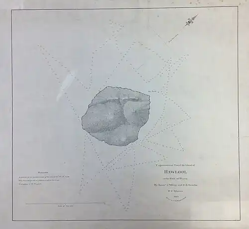 'Trigonometrical plan of the island of Hawlool in the Gulf of Persia' by G.B. Brucks (1823)