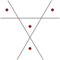 4 points, 3 lines