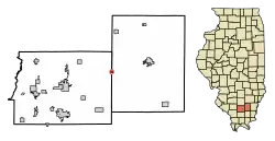 Location of Macedonia in Franklin and Hamilton Counties, Illinois.