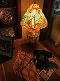 Handpainted lamp at the Lummis House.