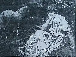 Zeichnung Sinnendes Mädchen / Frau mit Schimmel