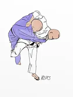 An illustration of harai goshi