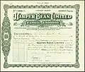 Share of the Harper Bean Ltd., issued 11. April 1921