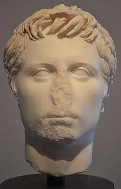 Roman marble bust of Octavian; part of the nose and chin are damaged