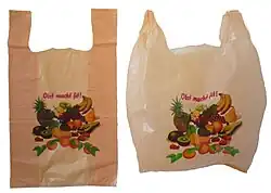 The plastic shopping bag before and after use