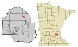 Location of the city of Osseo within Hennepin County, Minnesota