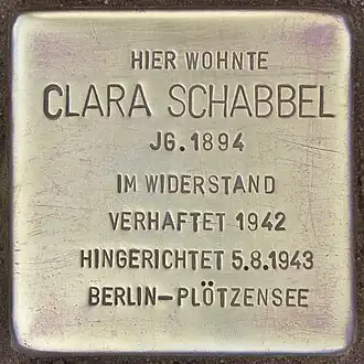Stolperstein placed in Hennigsdorf to honour Schabbel