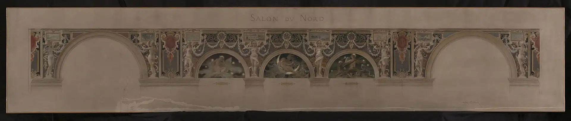 Henri-Camille Danger, sketch for the North entrance lounge. The night. The Dragon.