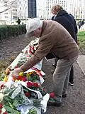 A participant adjusted the flowers