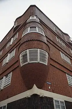 Turret on the Het Schip housing in the Amsterdam School style, Amsterdam, Netherlands, 1919, by Michel de Klerk