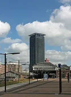 Het Strijkijzer as seen from Hollands Spoor railway station.