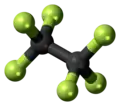 Ball-and-stick model of the hexafluoroethane molecule