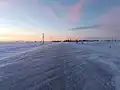 Highway 604 at dawn in winter near North Portal