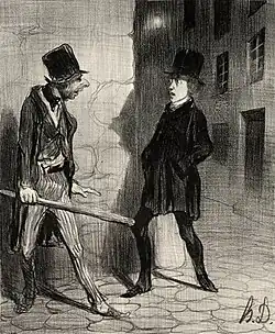 What Time is it Please, published in Le Charivari (1839), lithograph, 24.1 x 19.8&nbsp;cm. Cleveland Museum of Art