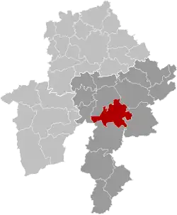 Location of Houyet in Namur province
