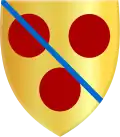 Hugh, sg. de Spensier - Cortenay: Hugh de Courtenay, Lord of Okephampton, Father of Hugh de Courtenay, 9th Earl of Devon, Arms in the Chronicle of Tournoi de Compiègne
