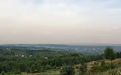 Panorama of the village of Stary Kosiv from the ascent from Kosiv to the village of Pistyn