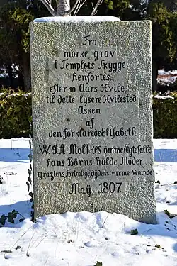 Tombstone of his first wife Uda at Ribe Old Cemetery..