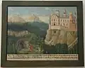 Ida is pushed down from the castle.&nbsp;Picture in the&nbsp;Toggenburg Museum&nbsp;Lichtensteig