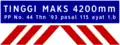 Toll gates height limit [4] (might be omitted in some toll gates)