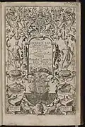 Iohn Huighen van Linschoten, his Discours of Voyages into ye Easte & West Indies, title page engraved by Rogers, (1598) Beinecke Rare Book and Manuscript Library