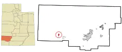 Location in Iron County and the state of Utah.