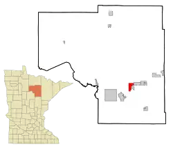 Location of the city of Coleraine within Itasca County, Minnesota